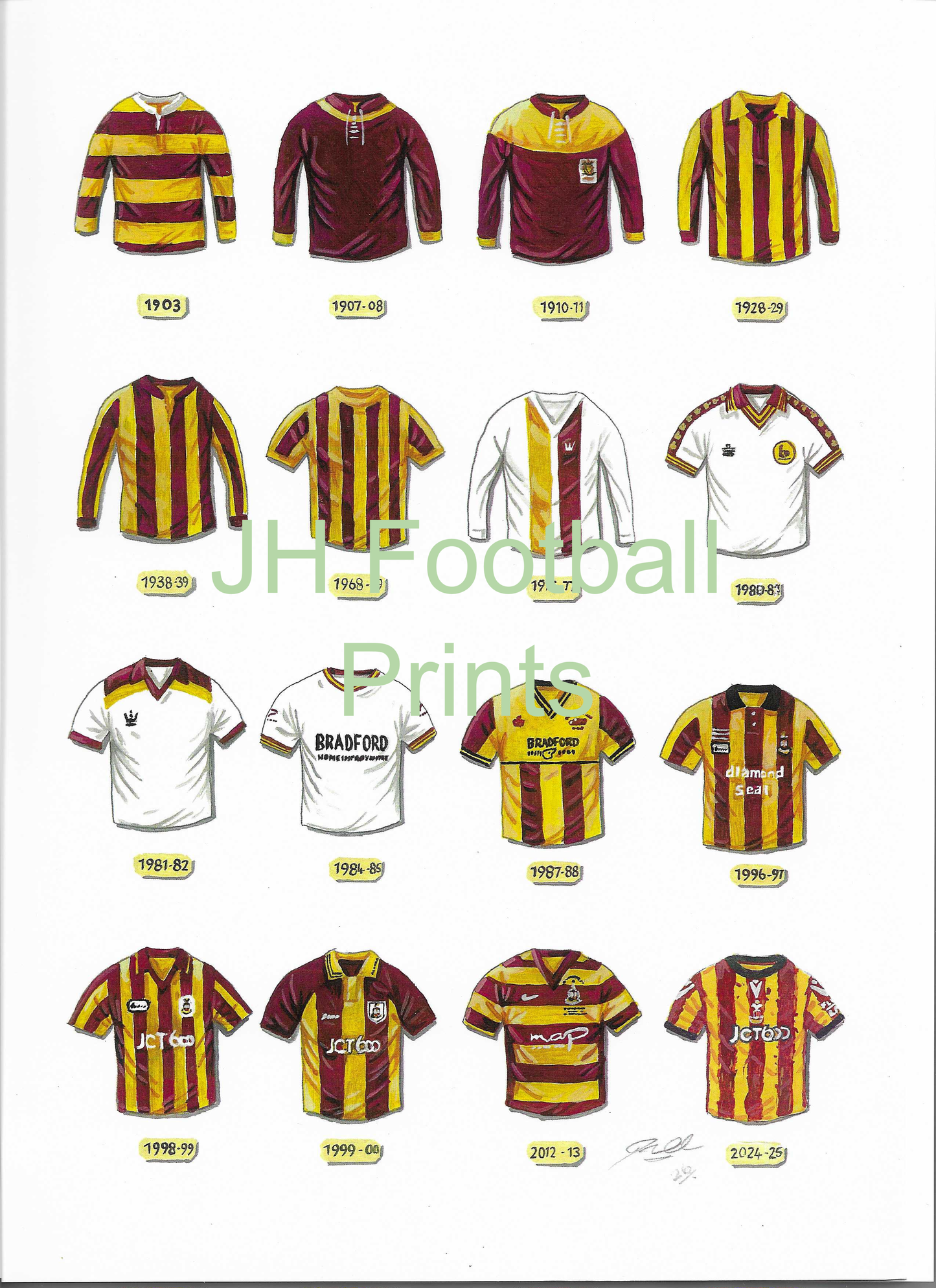 Bradford City Iconic Shirts Print