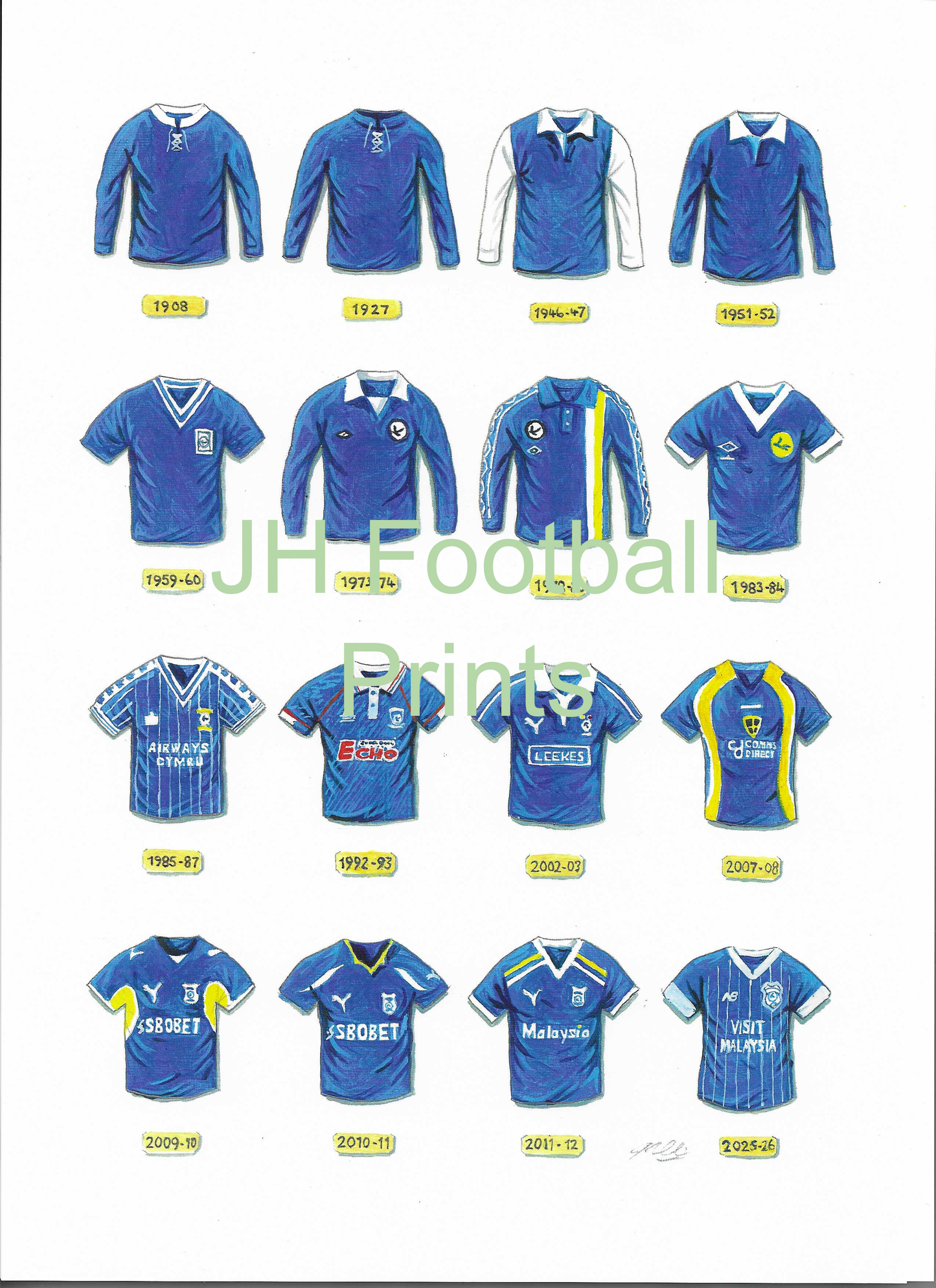 Cardiff City Iconic Shirts Print