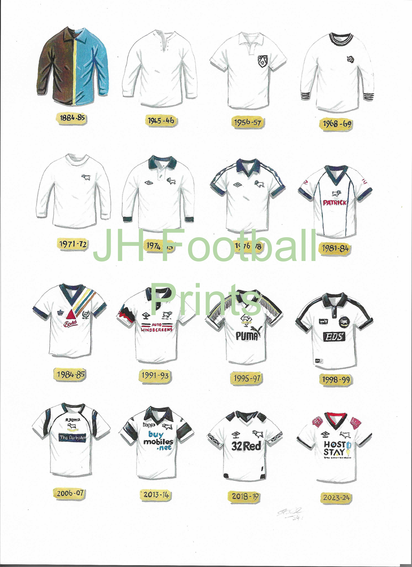 Derby County Iconic Shirts Print