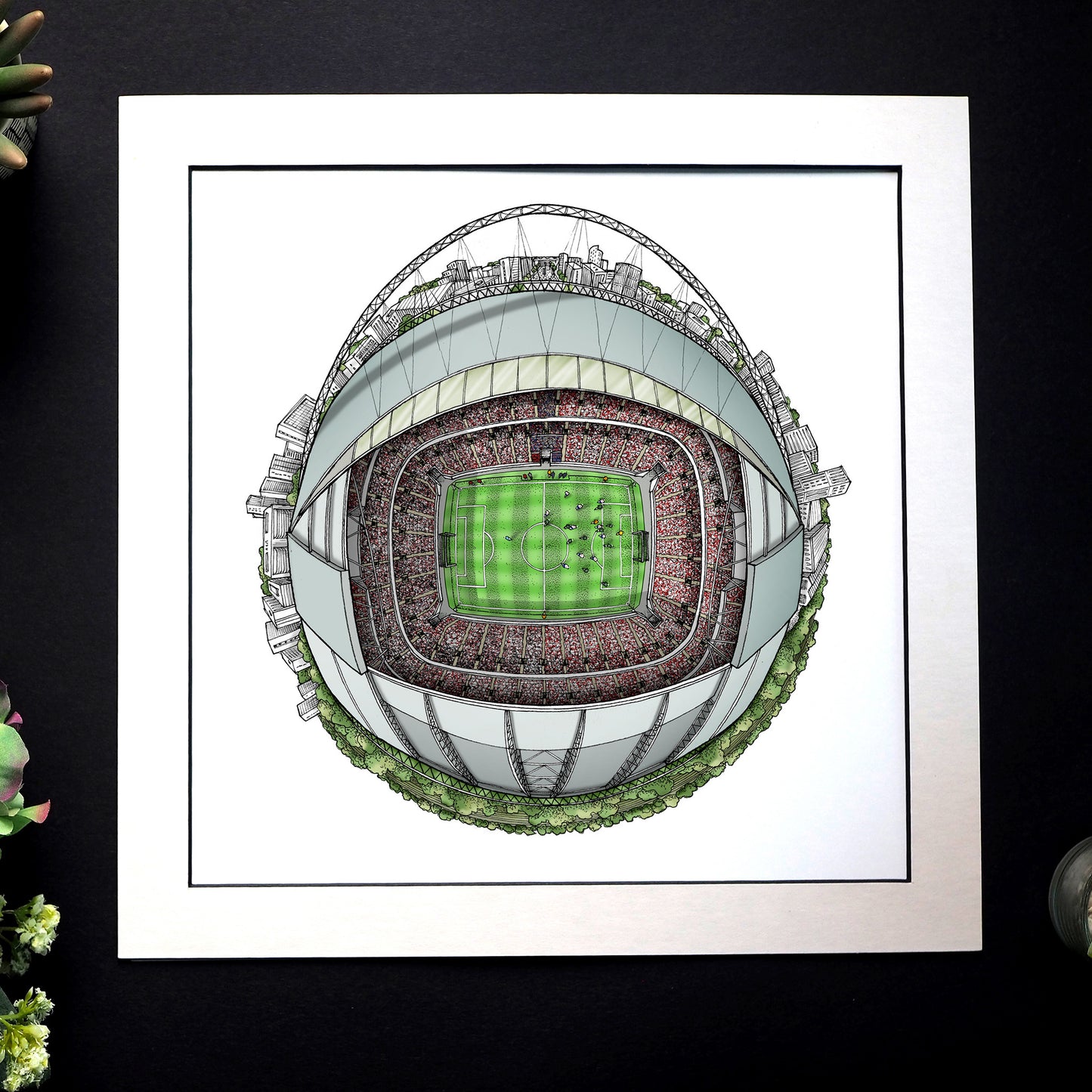 England Three Lions / The Lionesses - Wembley Stadium 3D Globe Print