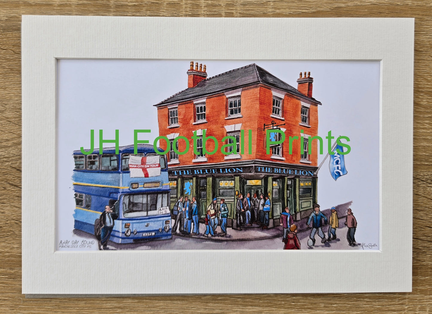 Manchester City FC Away Day Bound A4 Mounted Print