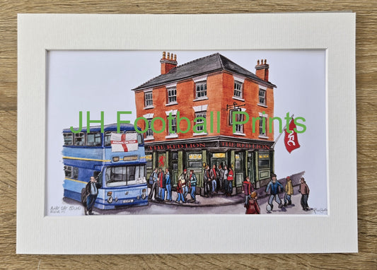 Arsenal FC Away Day Bound Mounted A4 Print