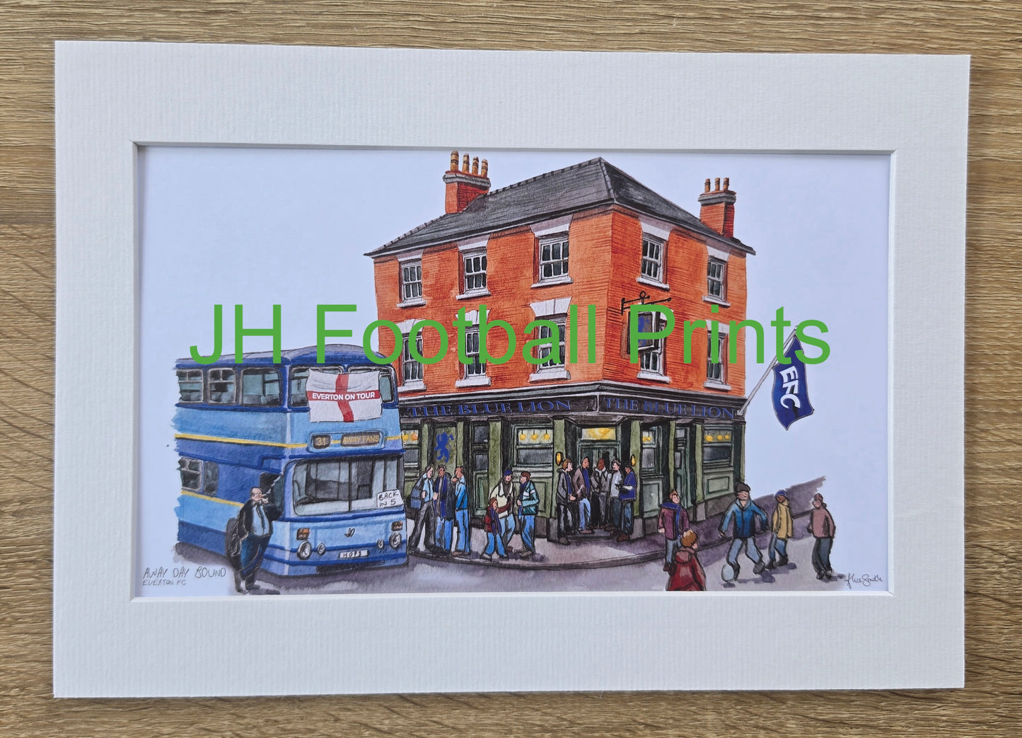 Everton FC Away Day Bound A4 Mounted Print