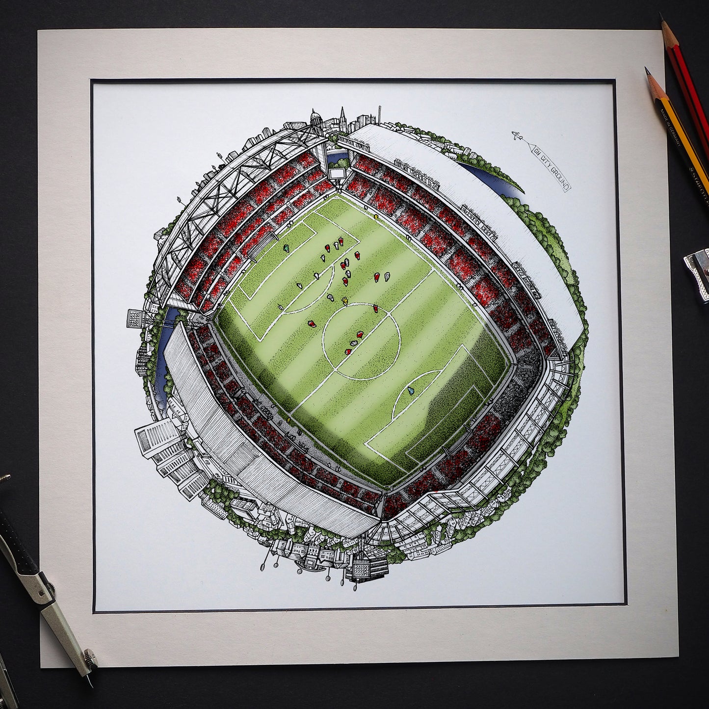 Nottingham Forest FC - The City Ground 3D Globe Print