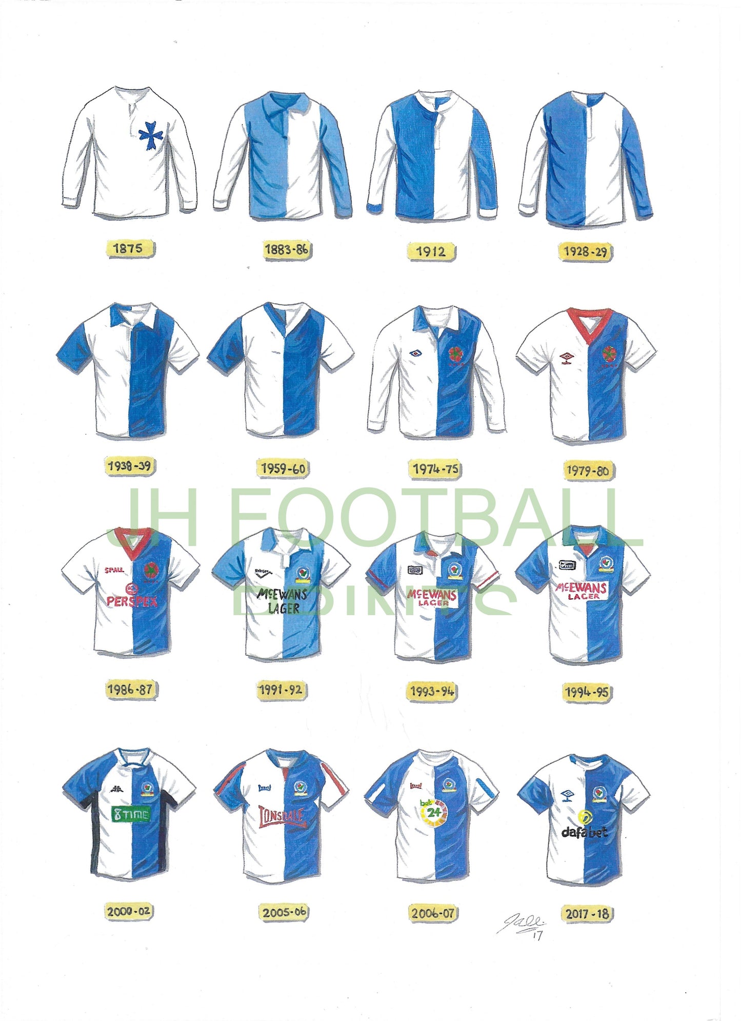 Blackburn Rovers Iconic Shirts Print
