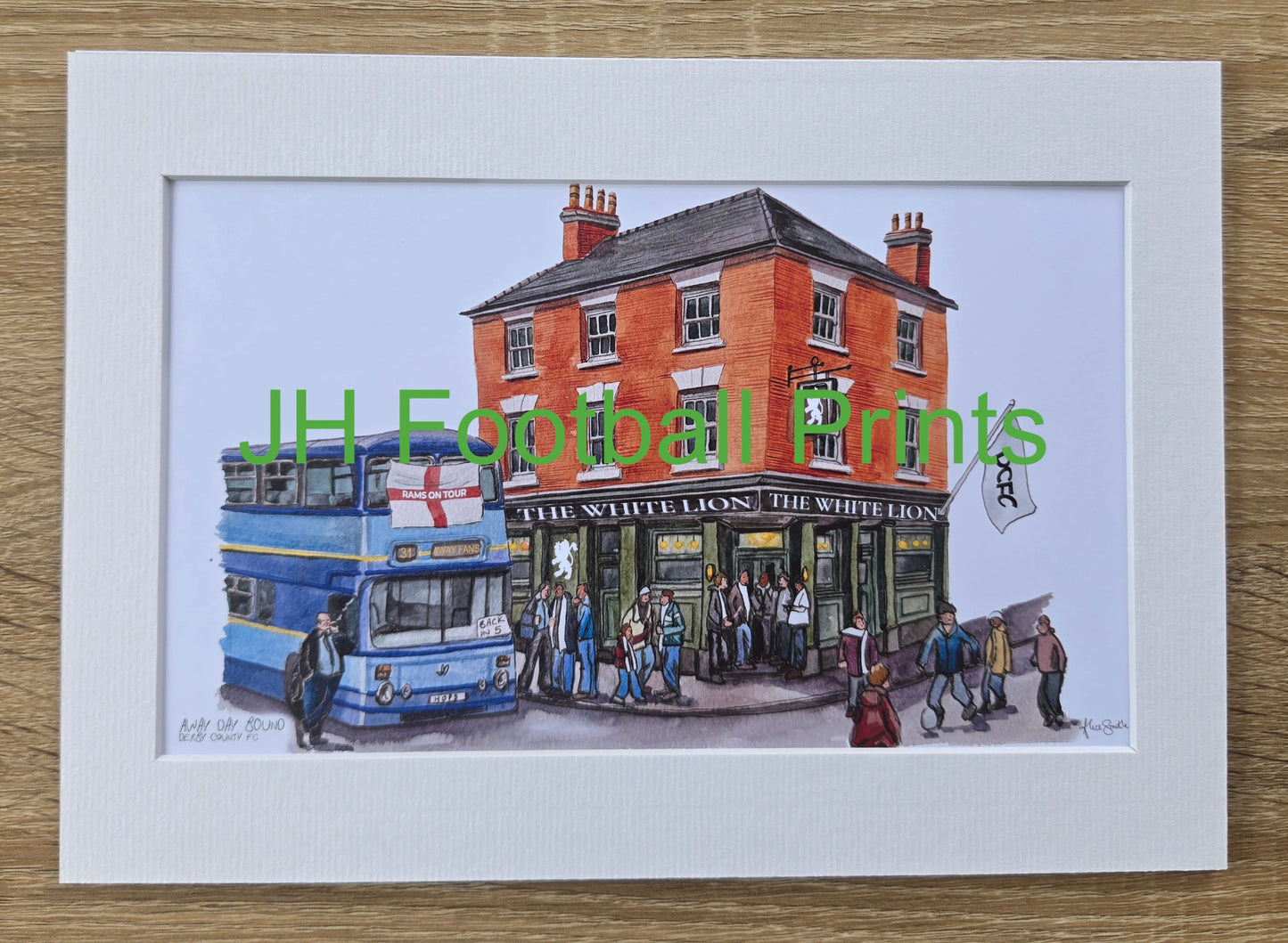 Derby County FC Away Day Bound A4 Mounted Print