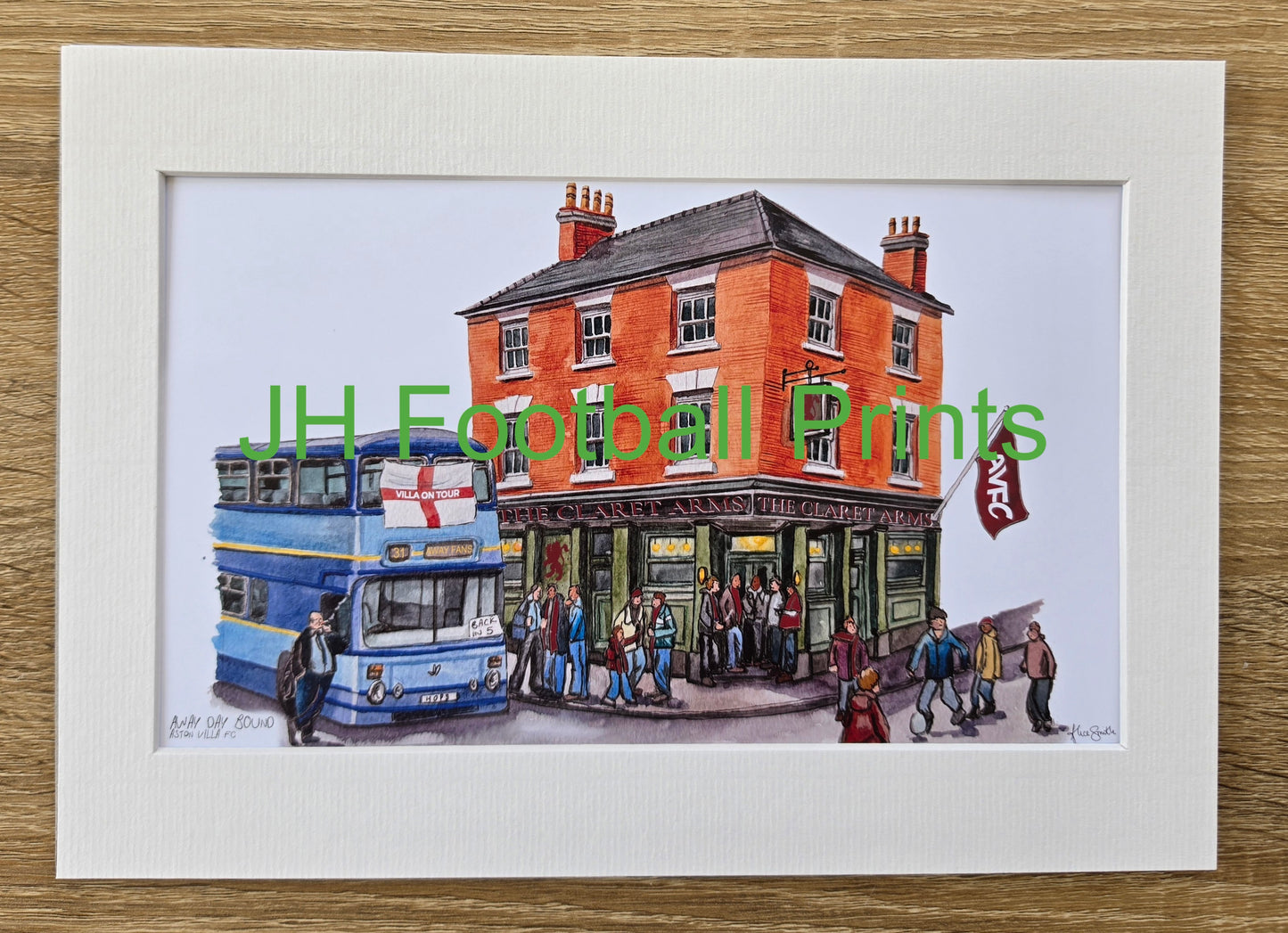 Aston Villa FC Away Day Bound A4 Mounted Print
