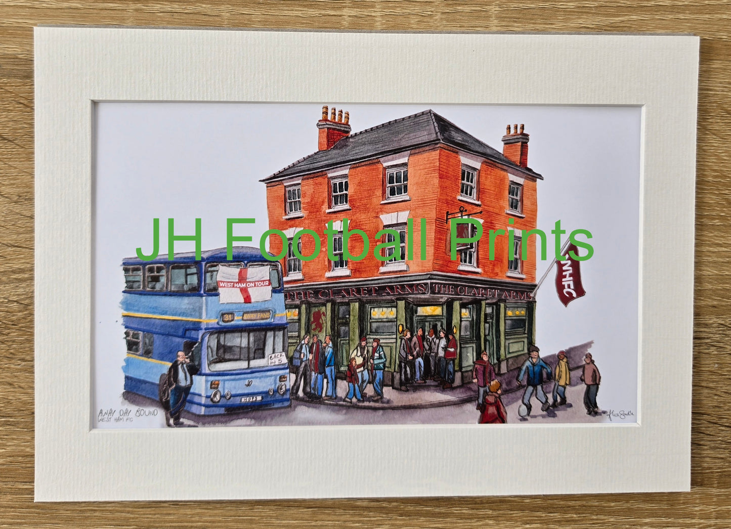 West Ham United FC Away Day Bound A4 Mounted Print
