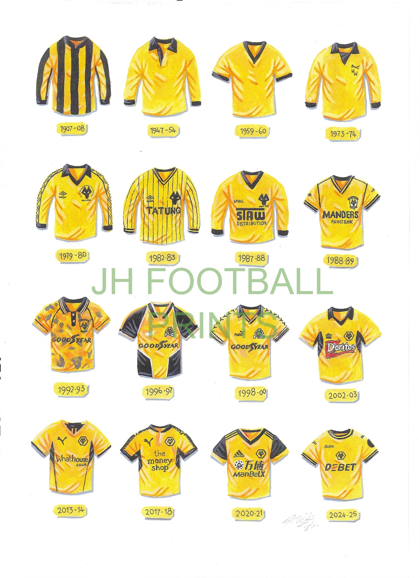 Wolverhampton Wanderers Iconic Shirts Print